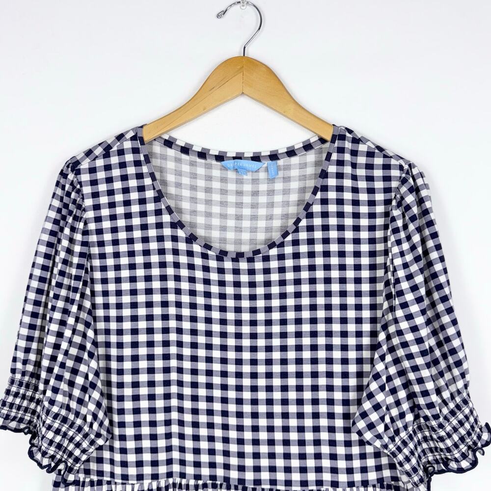 Draper James Women's Gingham Tiered Smocked Dress XL Navy Blue White - Picture 3 of 14